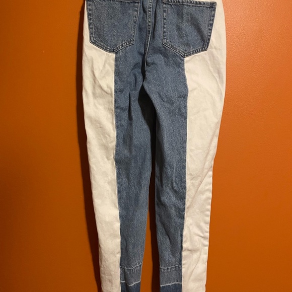 PacSun Jeans High Rise Straight Leg Button Fly 2 Tone - Picture 2 of 4